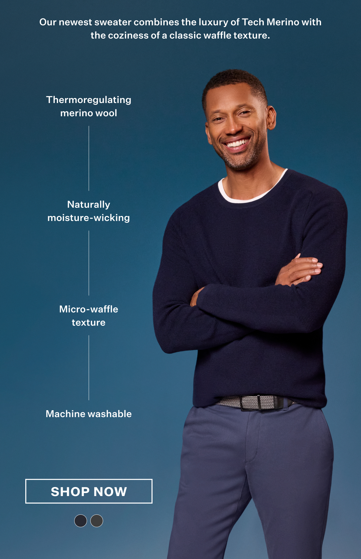 Tech Merino Waffle Crew Neck Sweater