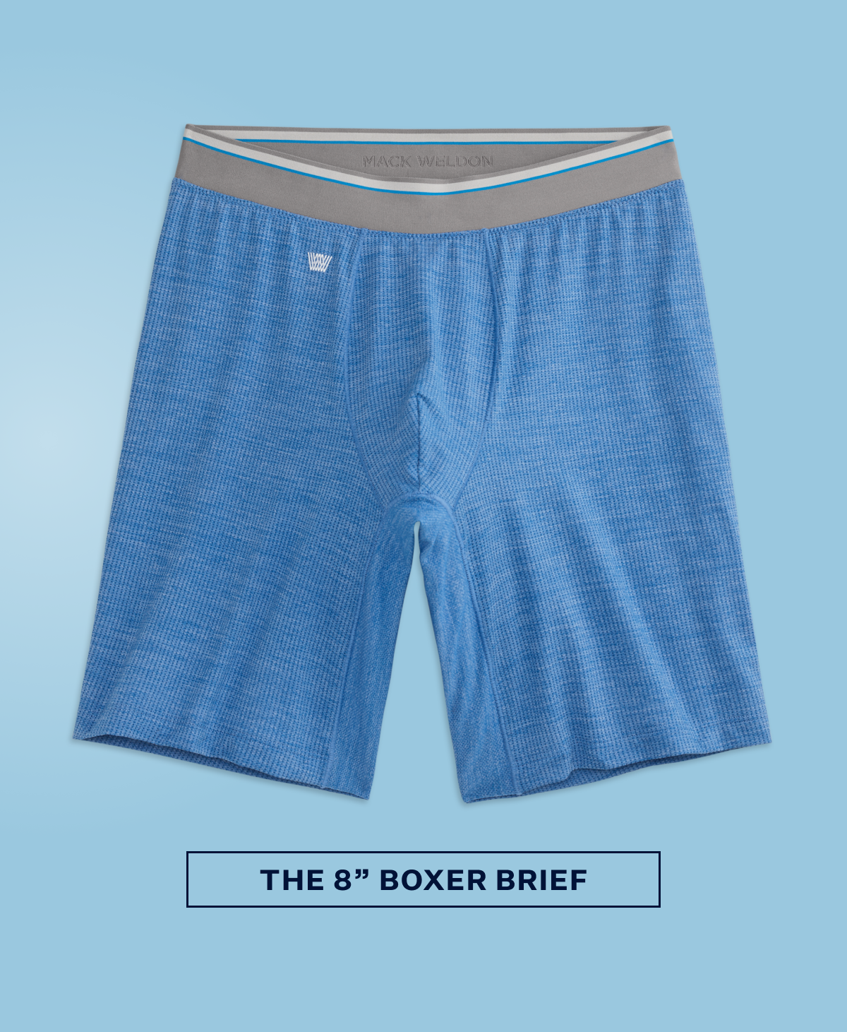 Front view of Airknitx 8" Boxer Brief in Racing Blue Heather