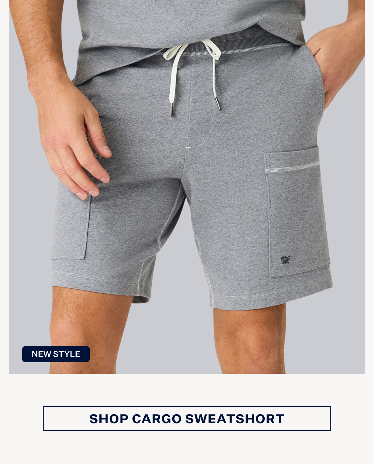 Ace Cargo Sweatshort in Grey Heather
