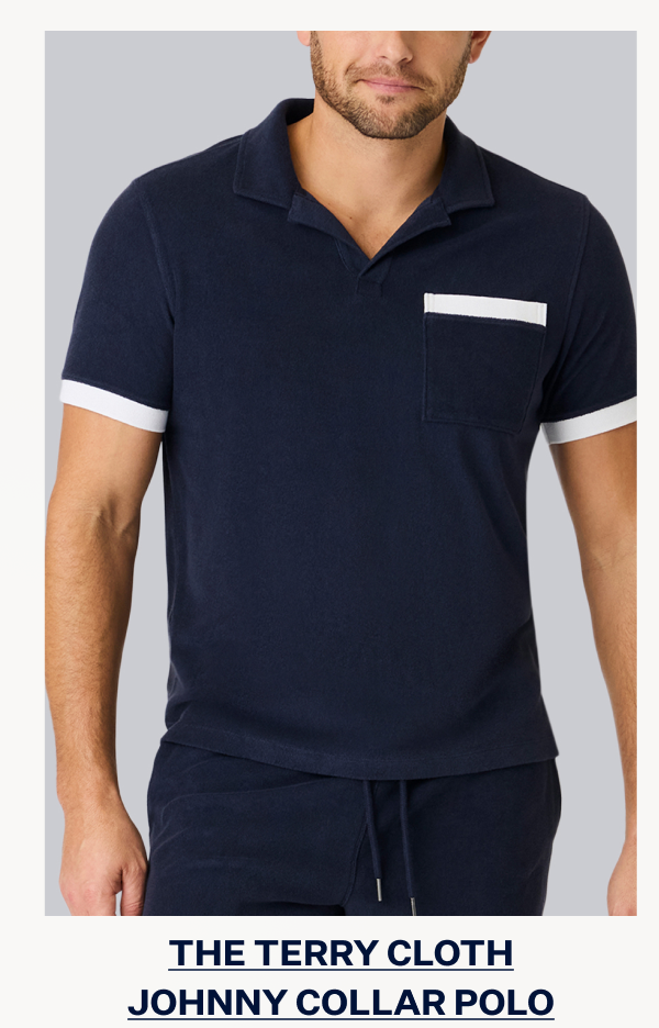 Man wearing Terry Cloth Johnny Collar Polo in Night Sky