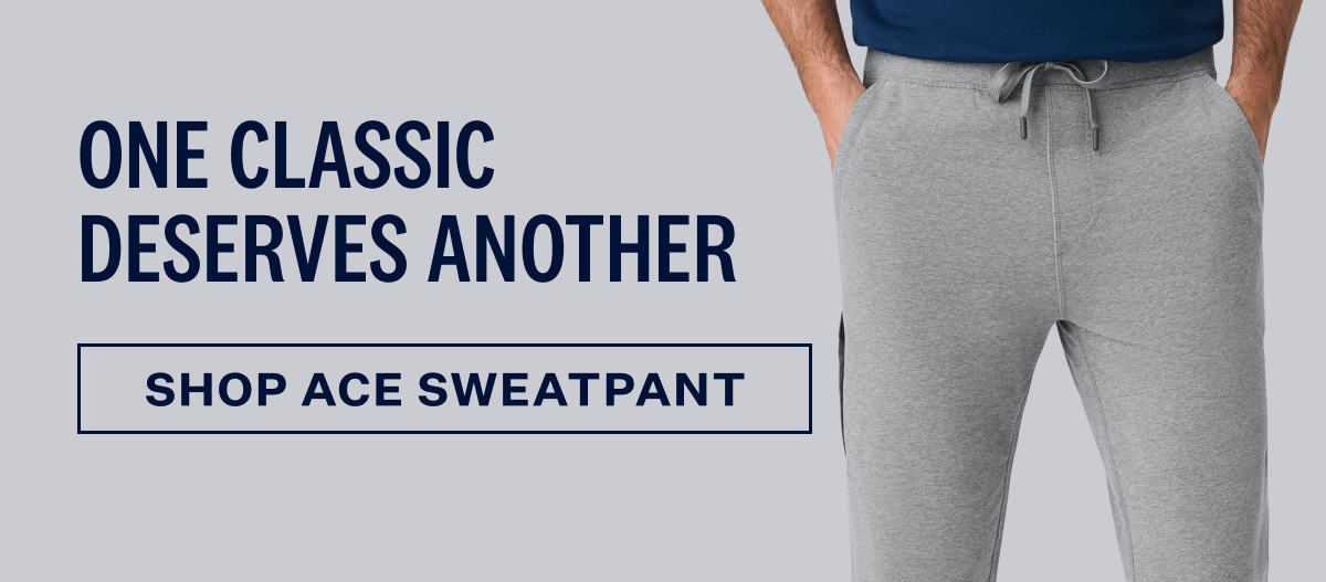 Man wearing Ace Sweatpant in Grey Heather