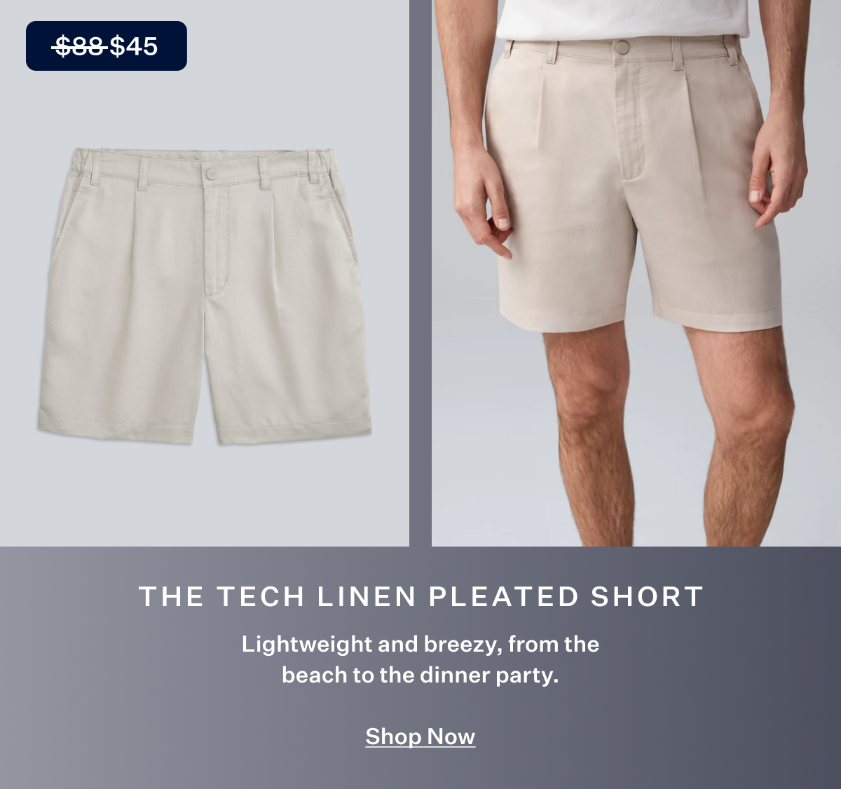 Tech Linen Pleated Short