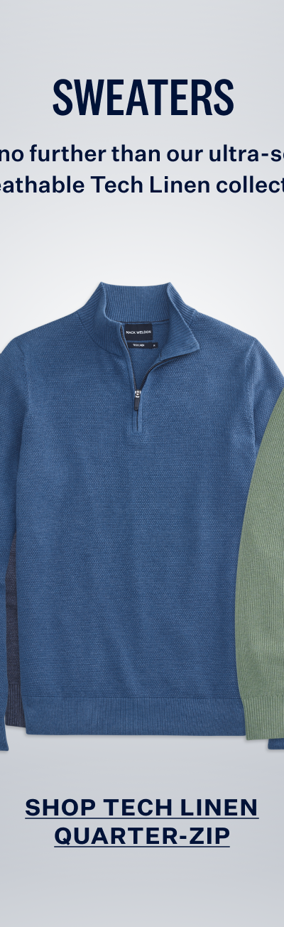 Tech Linen Quarter-Zip in Deep Lagoon Heather