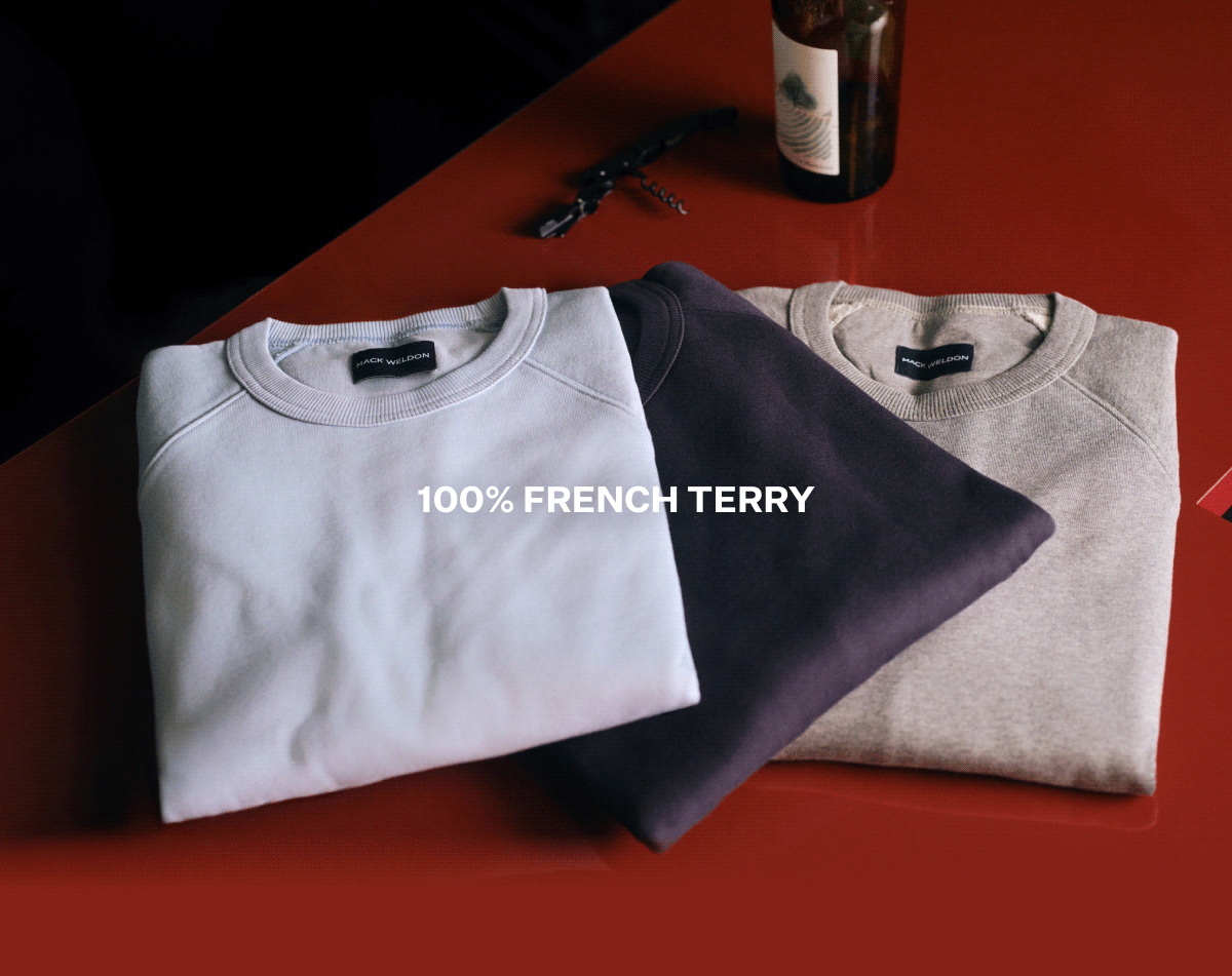 100% french terry. Vintage-inspired Details