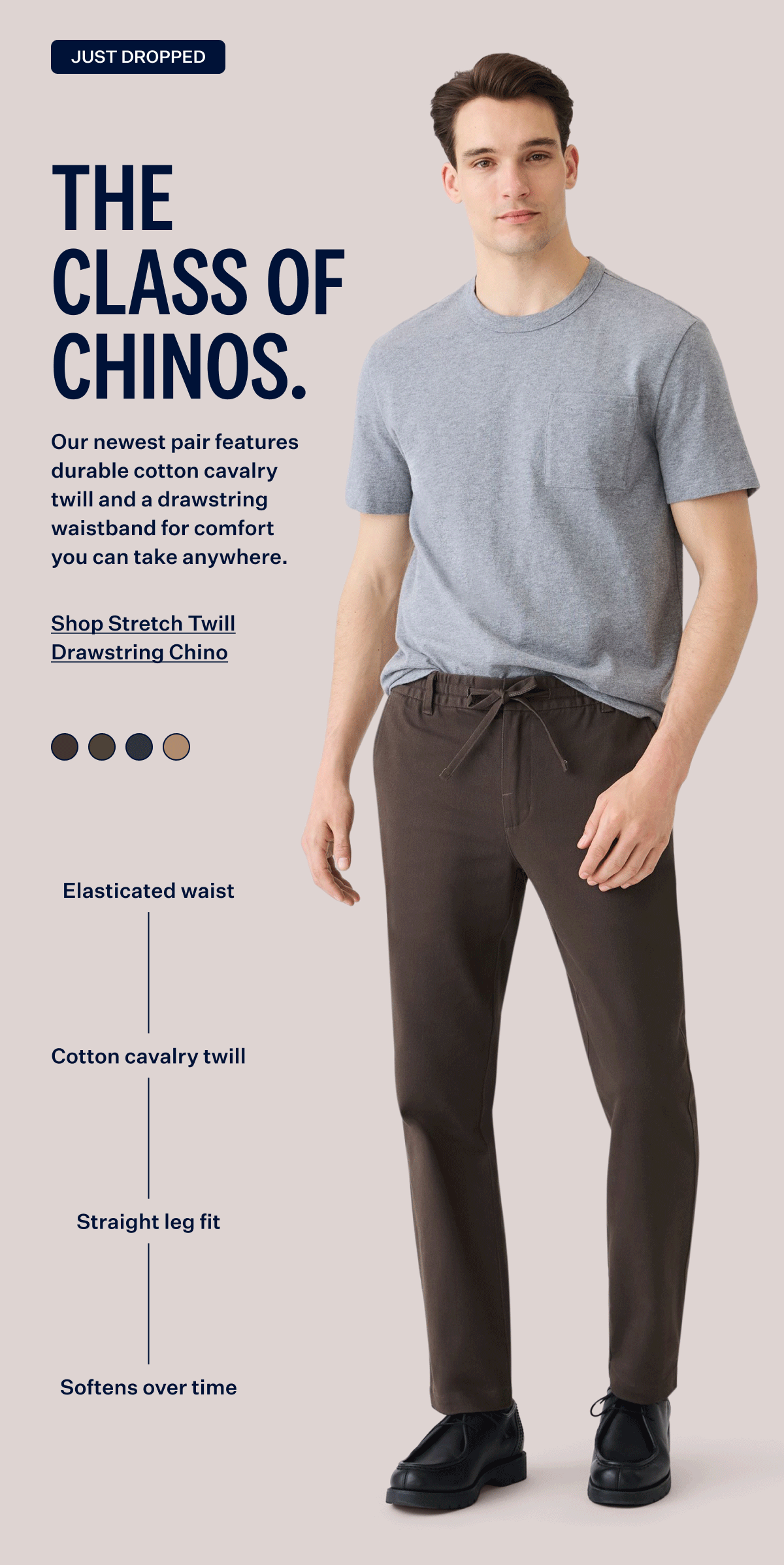 The class of chinos. The stretch of sweats. Shop Stretch Twill Drawstring Chino