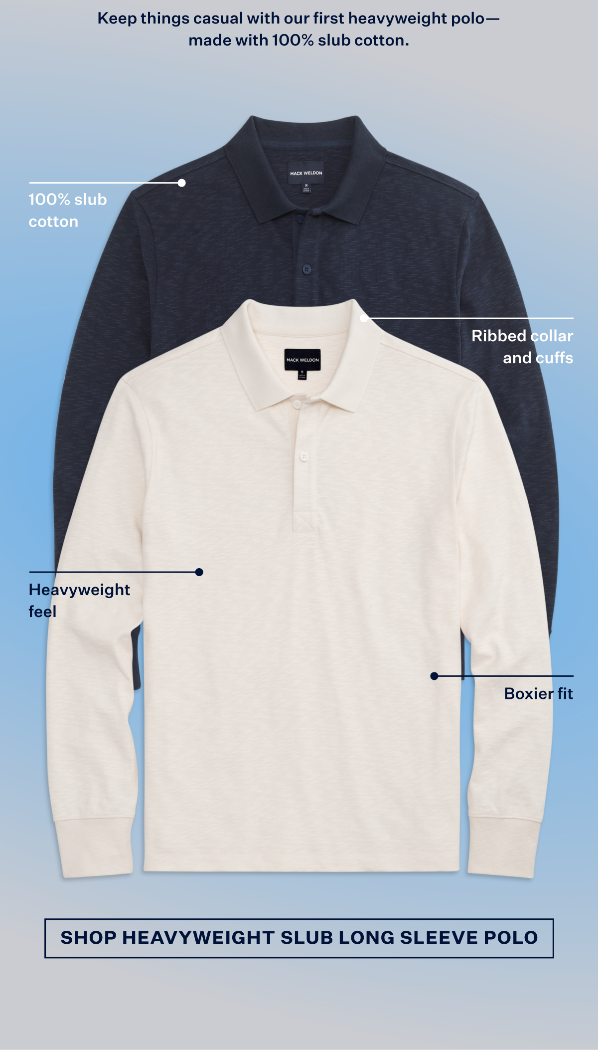 Heavyweight Slub Long Sleeve Polo