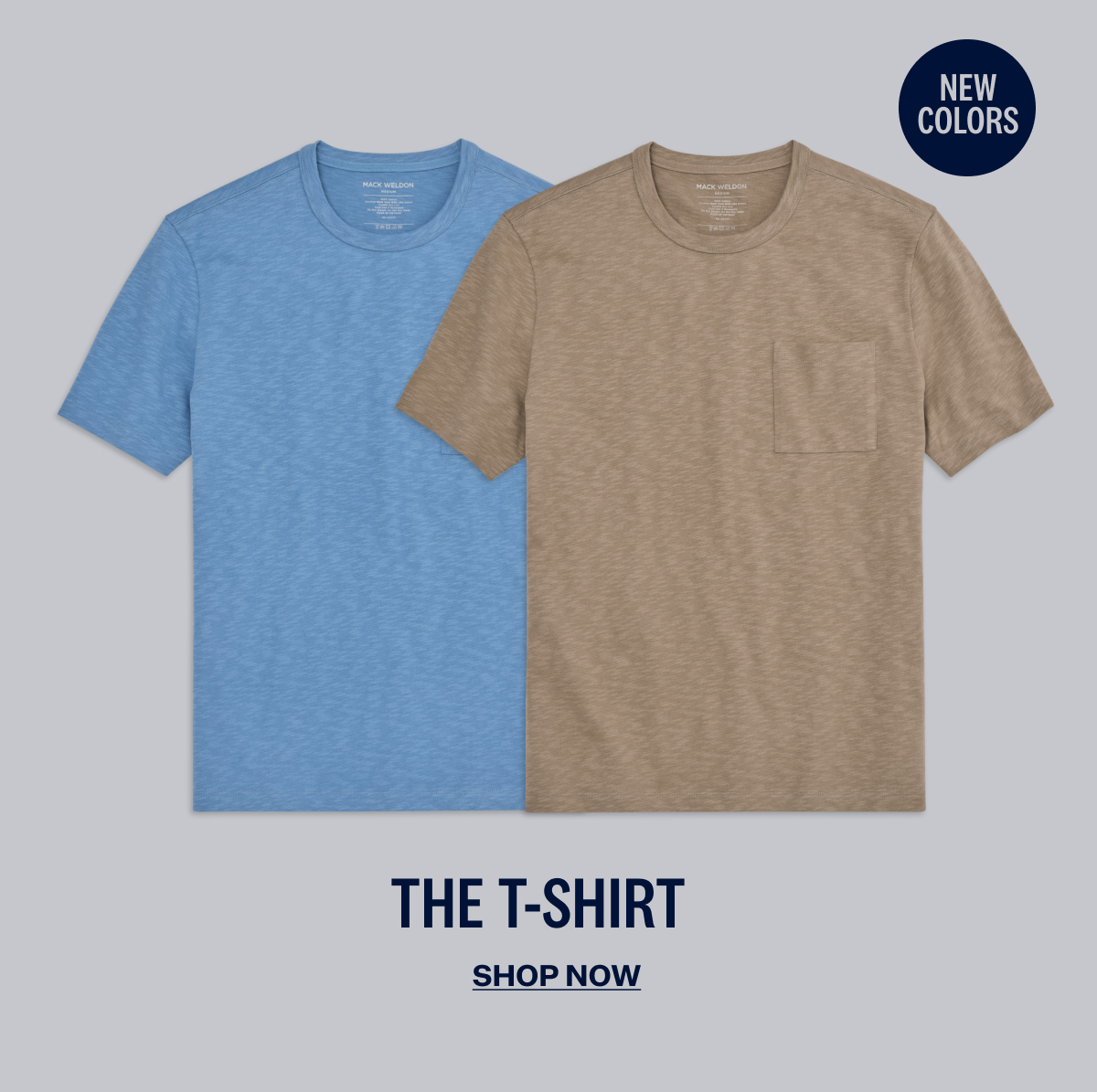 Front view of Heavyweight Slub T-Shirt in new colors Desert Taupe and Dean Blue 