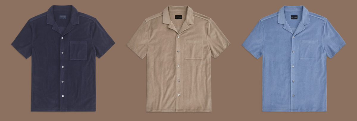 Terry Cloth Short Sleeve Button Up
