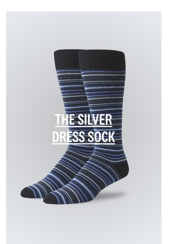 Silver Extended Crew Dress Sock