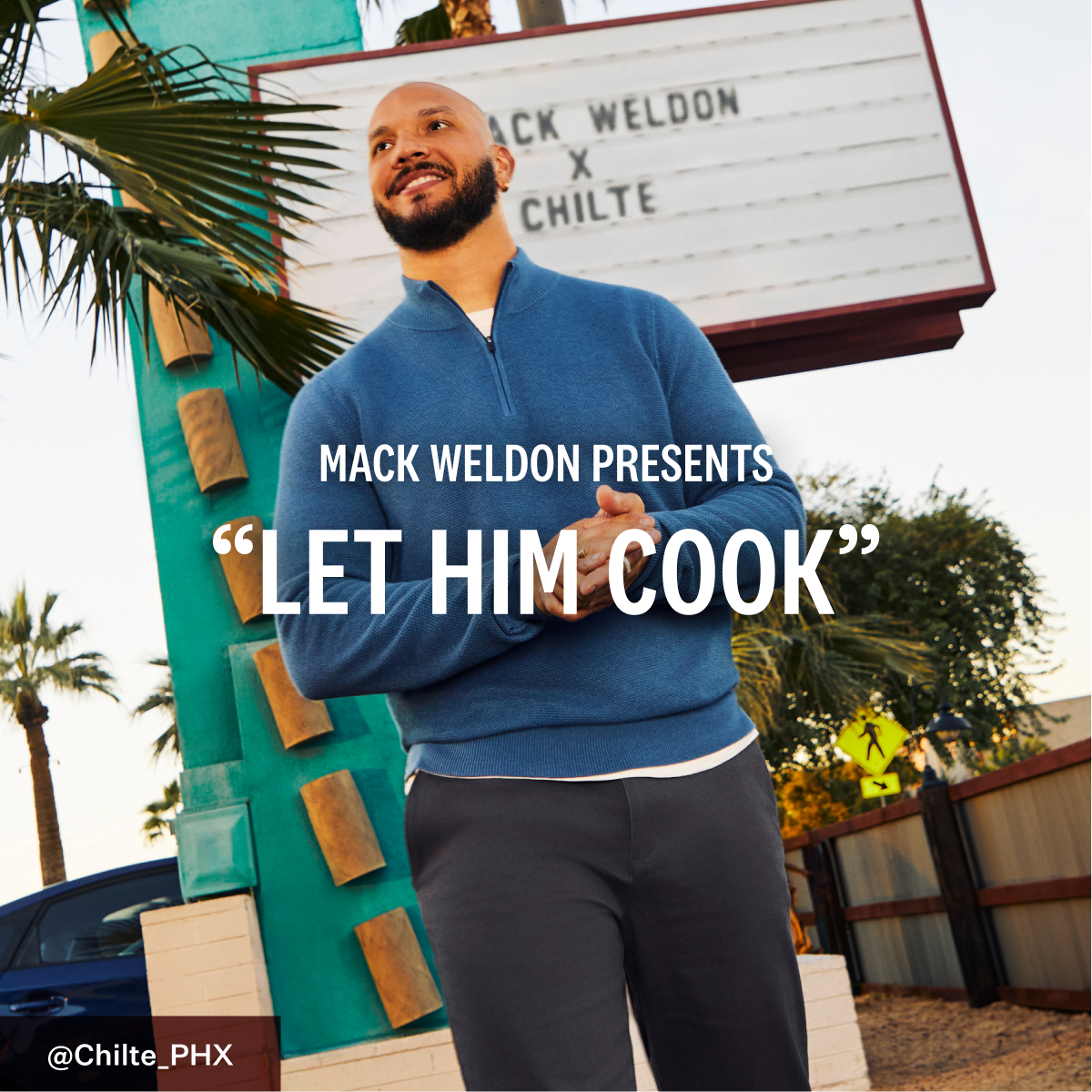 Chef L.T Smith wearing Tech Linen Quarter-Zip in Deep Lagoon Heather