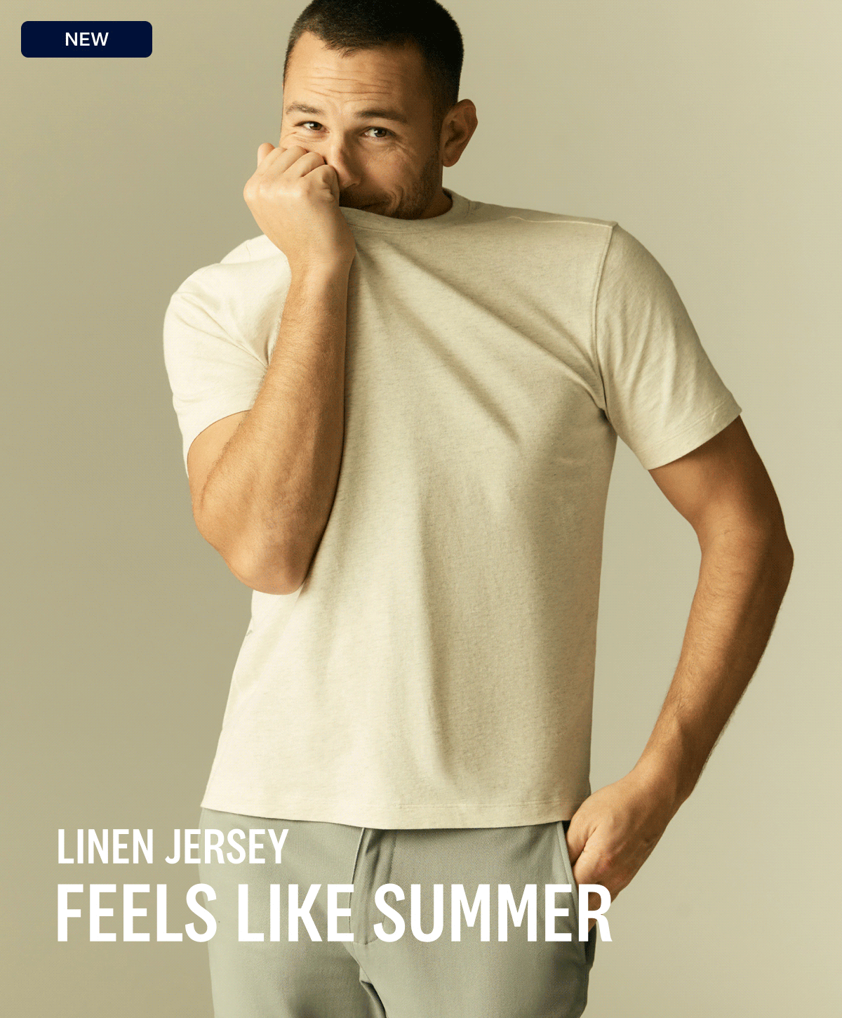 GIF Display of the new Linen Jersey Polo and Linen Jersey Crew Neck Shirt