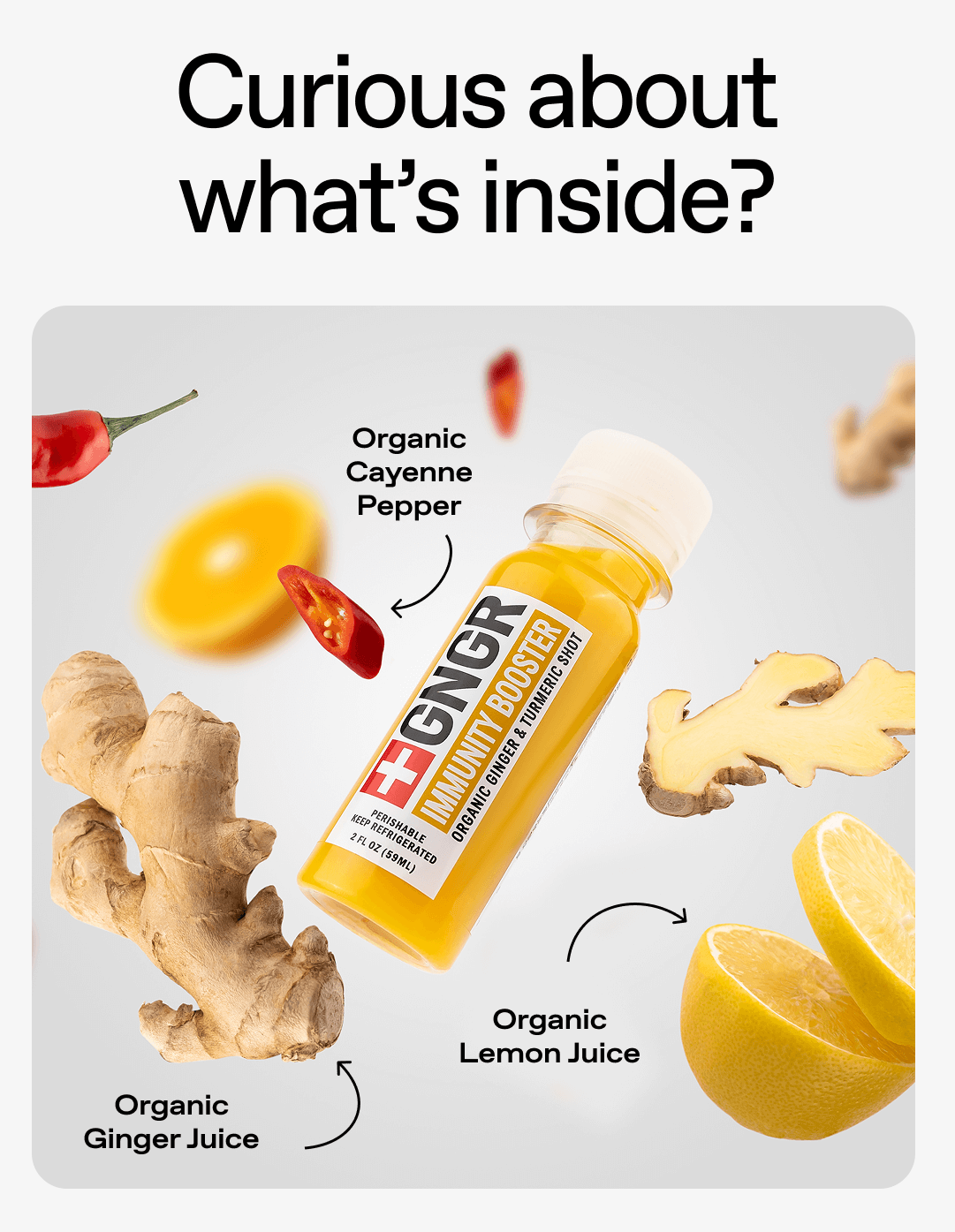 Curious about what's inside? Made with high-grade Peruvian Ginger, this zippy shot is perfect for those who enjoy a little heat. ***SHOP NOW*** As seen in: Wallgreens, ShopRite, Rite Aid, freshdirect, Duane reade, amazon, 7-eleven