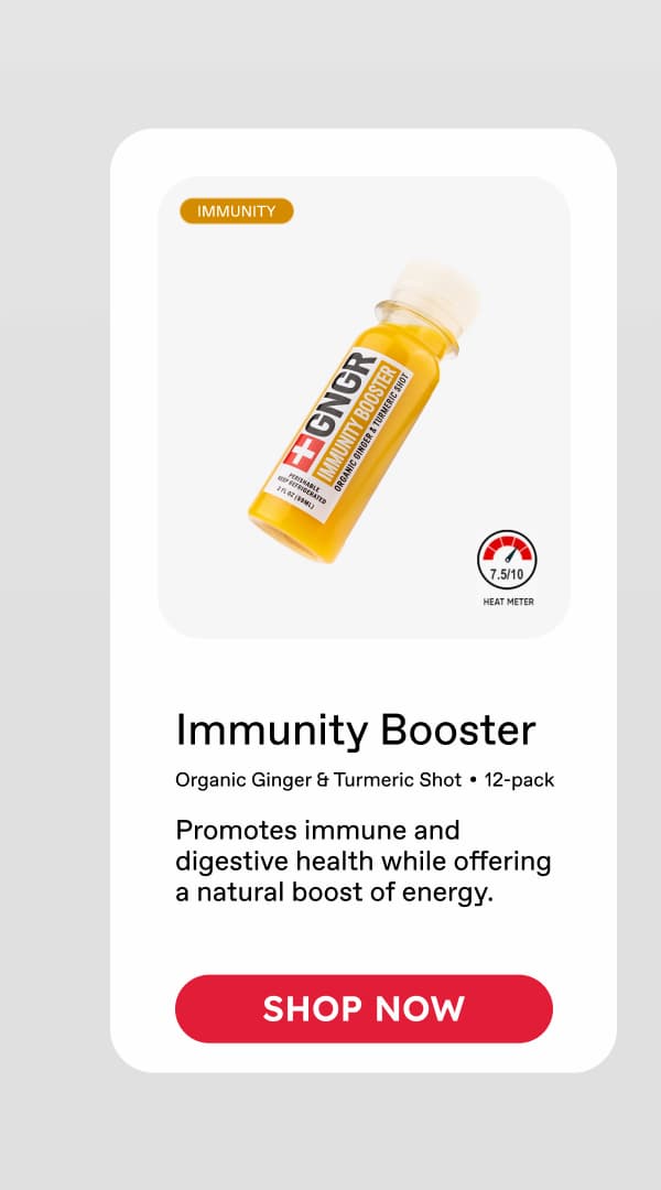Immunity Booster. Organic Ginger & Turmeric Shot. 12-Pack. Promotes Immune And Digestive Health While Offering A Natural Boost Of Energy. Shop Now
