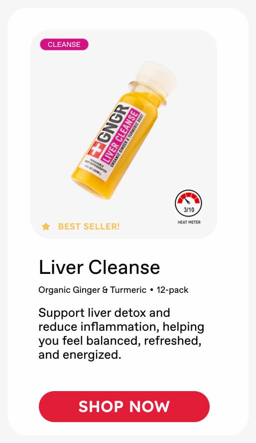 Liver Cleanse: Organic Ginger & Turmeric • 12-pack. Support liver detox and reduce inflammation, helping you feel balanced, refreshed, and energized. ***SHOP NOW***
