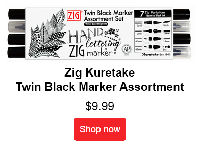 Zig Twin Black Lettering Marker Assortment