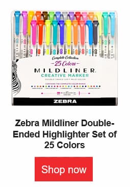 zebra mildliner double ended highlighter pack of 25 colors