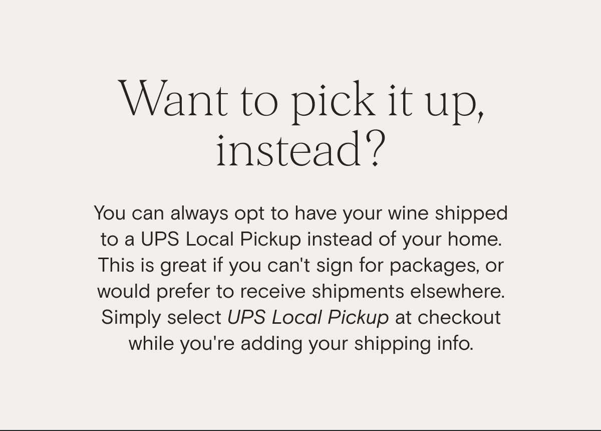 UPS Local Pickup 