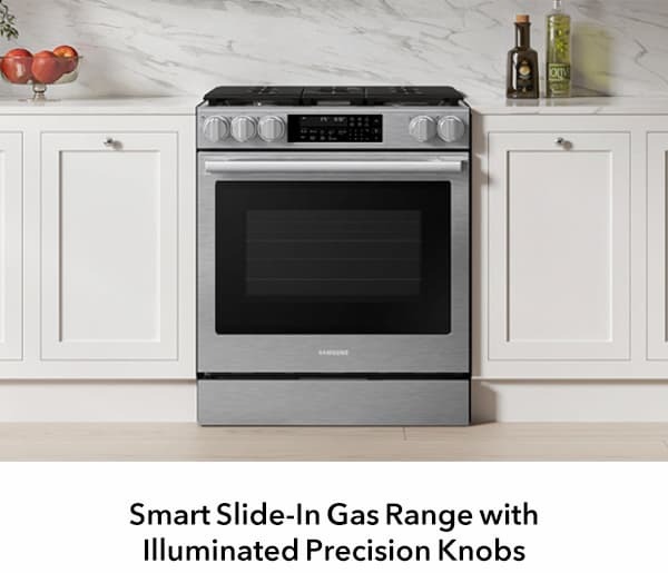 Samsung Bespoke 6 Cu. Ft. Smart Slide-In Gas Range 30-Inch Wide in Fingerprint Resistant Stainless Steel