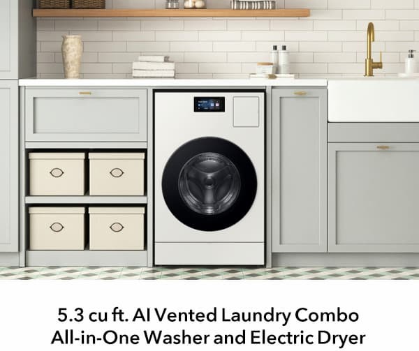 Samsung Bespoke 5.3 Cu. Ft. AI Vented Laundry Combo Washer and Electric Dryer