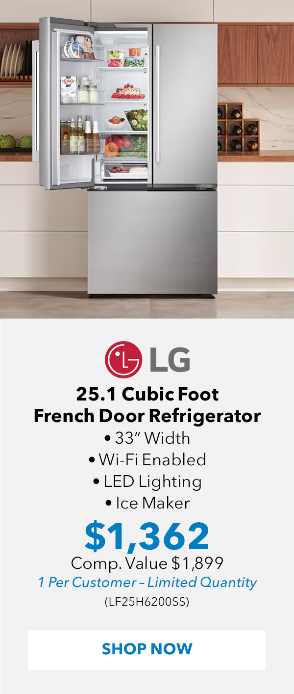 LG 25.1 Cu. Ft. Standard Depth French Door Refrigerator 33-Inch Wide ADA in PrintProof Stainless Steel - LF25H6200SS