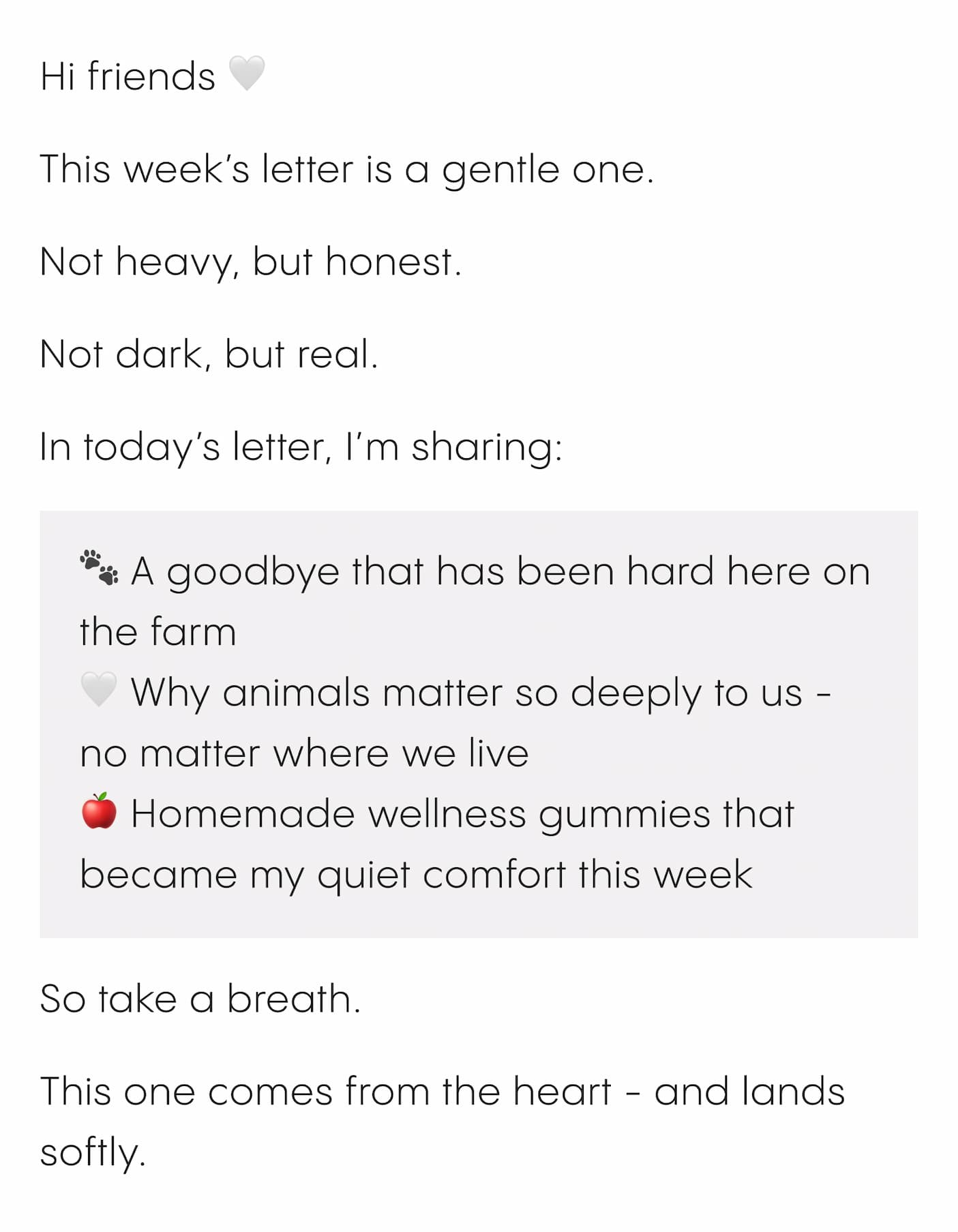 This week's letter contains: