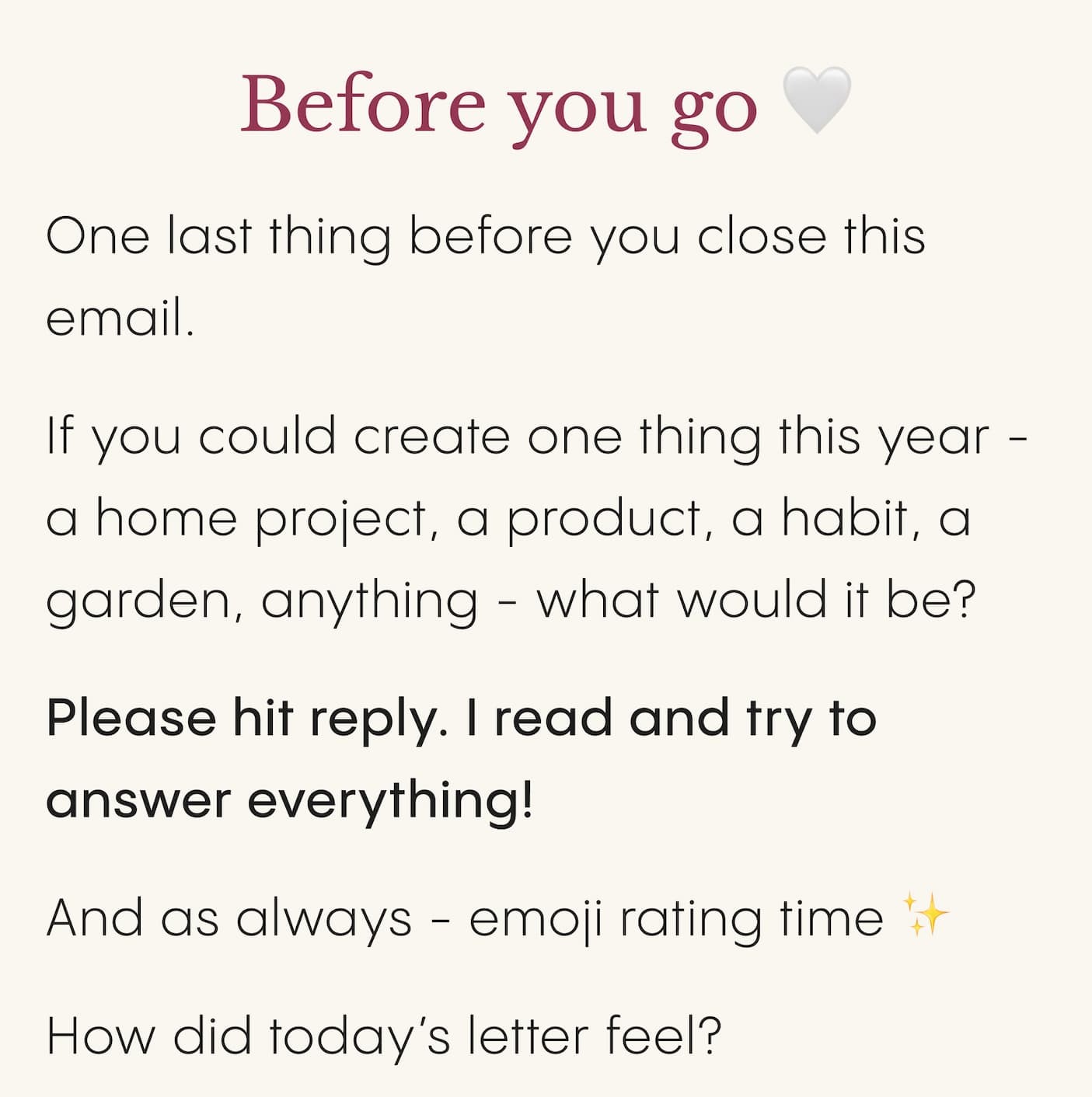 Before you go, I’d love to hear from you!