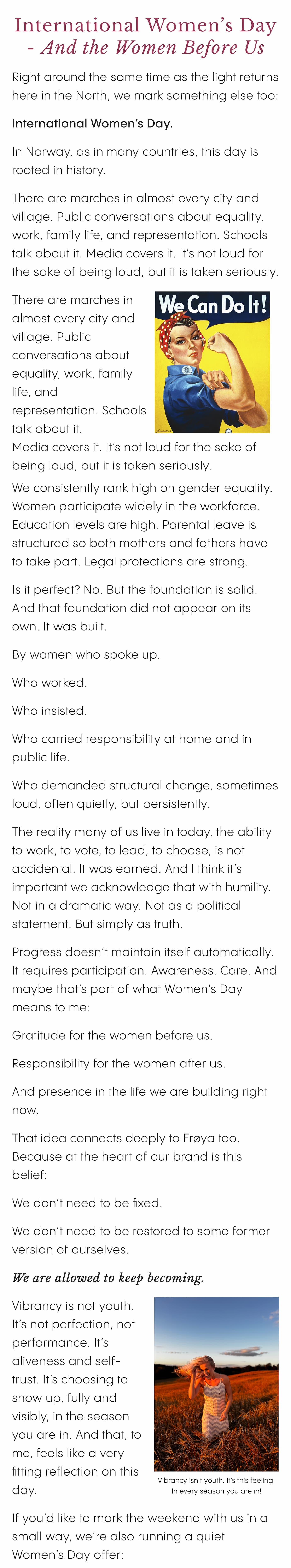 International Women's Day - And the Women Before Us