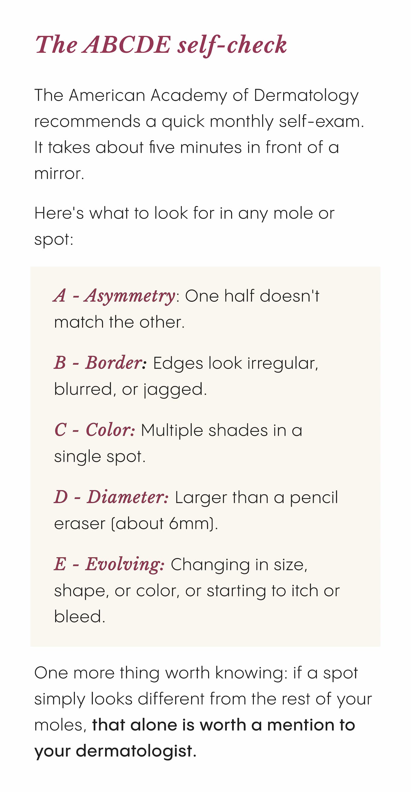 The ABCDE self-check