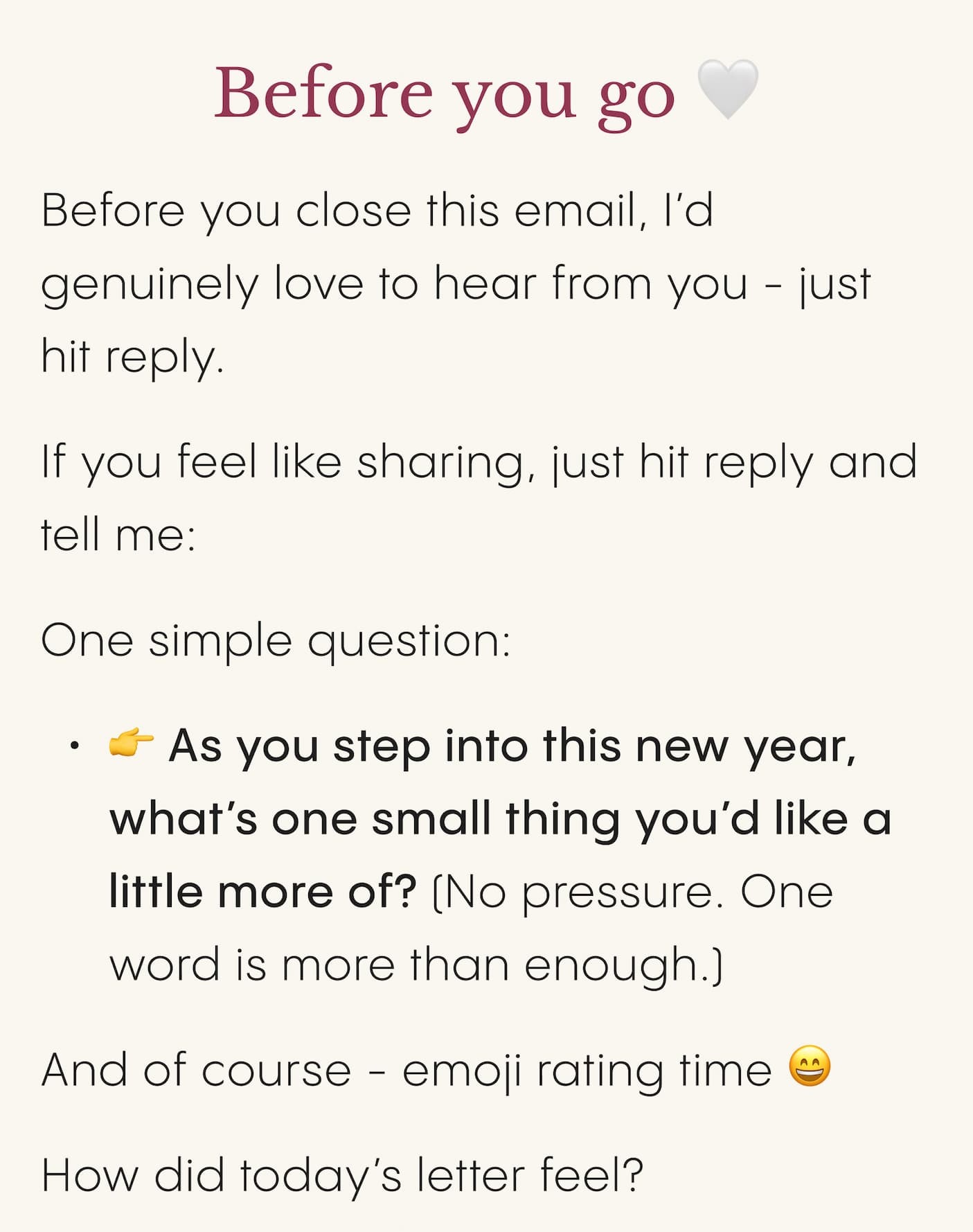 Before you go, I'd love to hear from you!