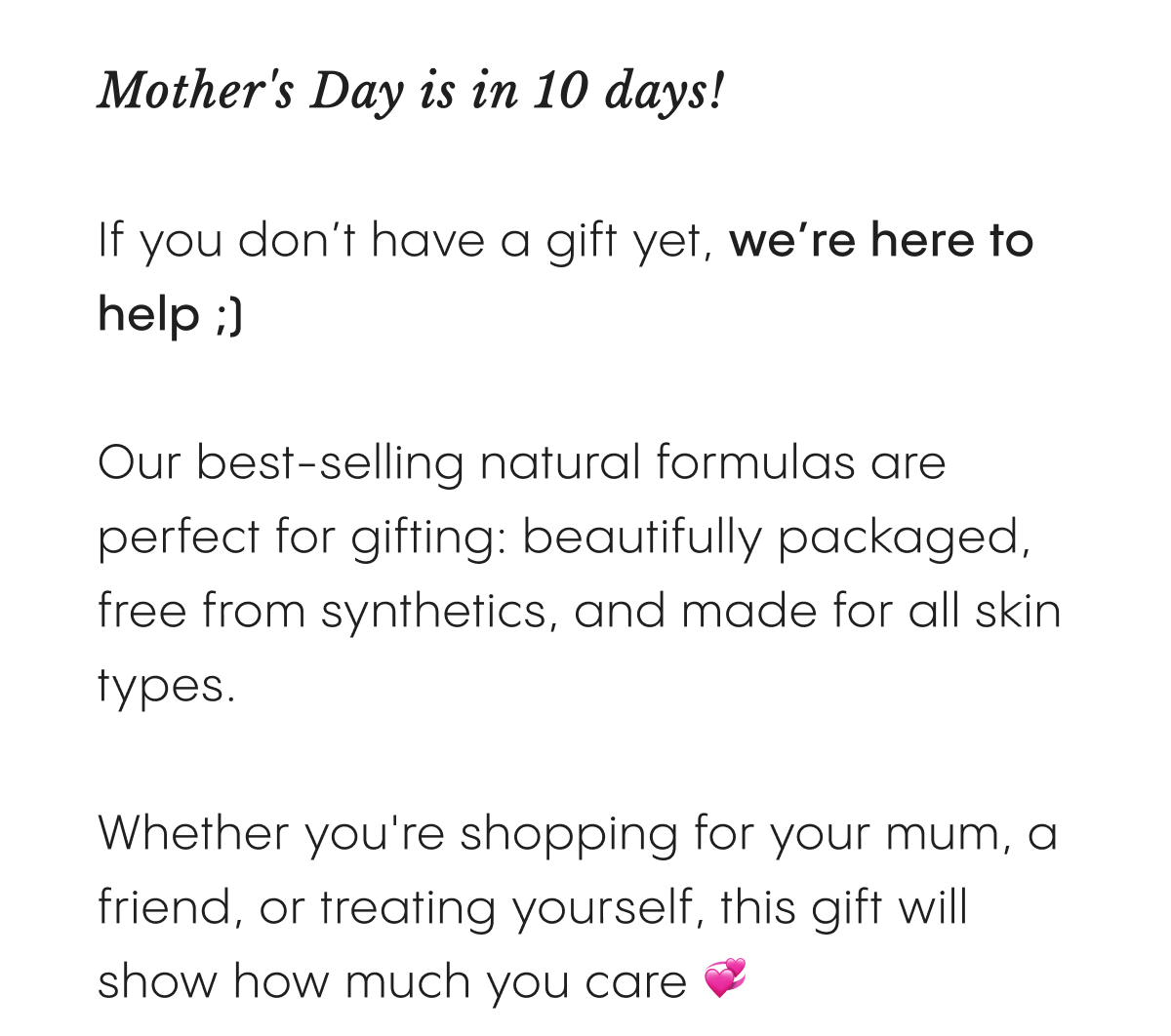 Mother's Day is in 10 days! If you don’t have a gift yet, we’re here to help ;)