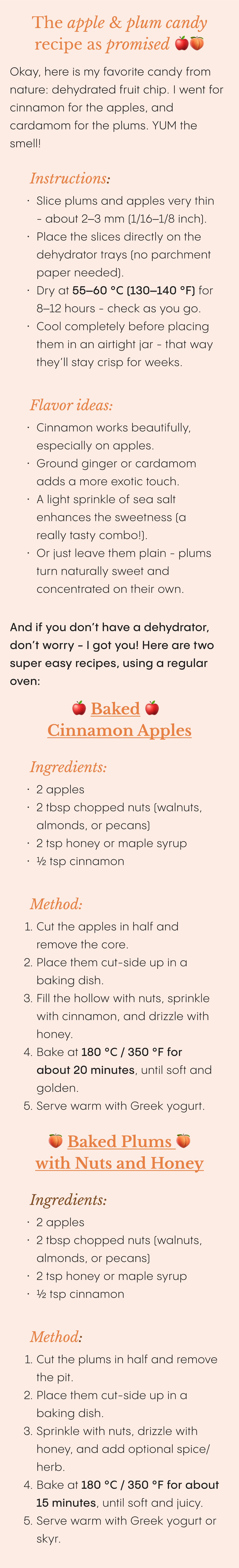 🍎The apple & plum candy recipe as promised🍑 - Baked Cinnamon Apples -  Baked Plums with Nuts and Honey