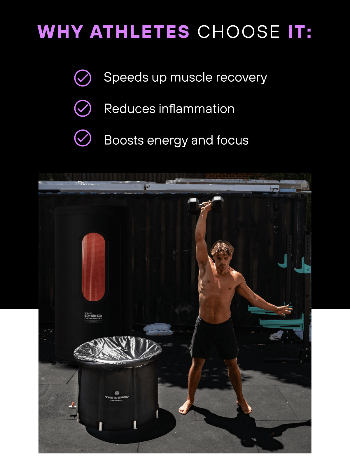 Why athletes choose it: Speeds up muscle recovery   Reduces inflammation   Boosts energy and focus