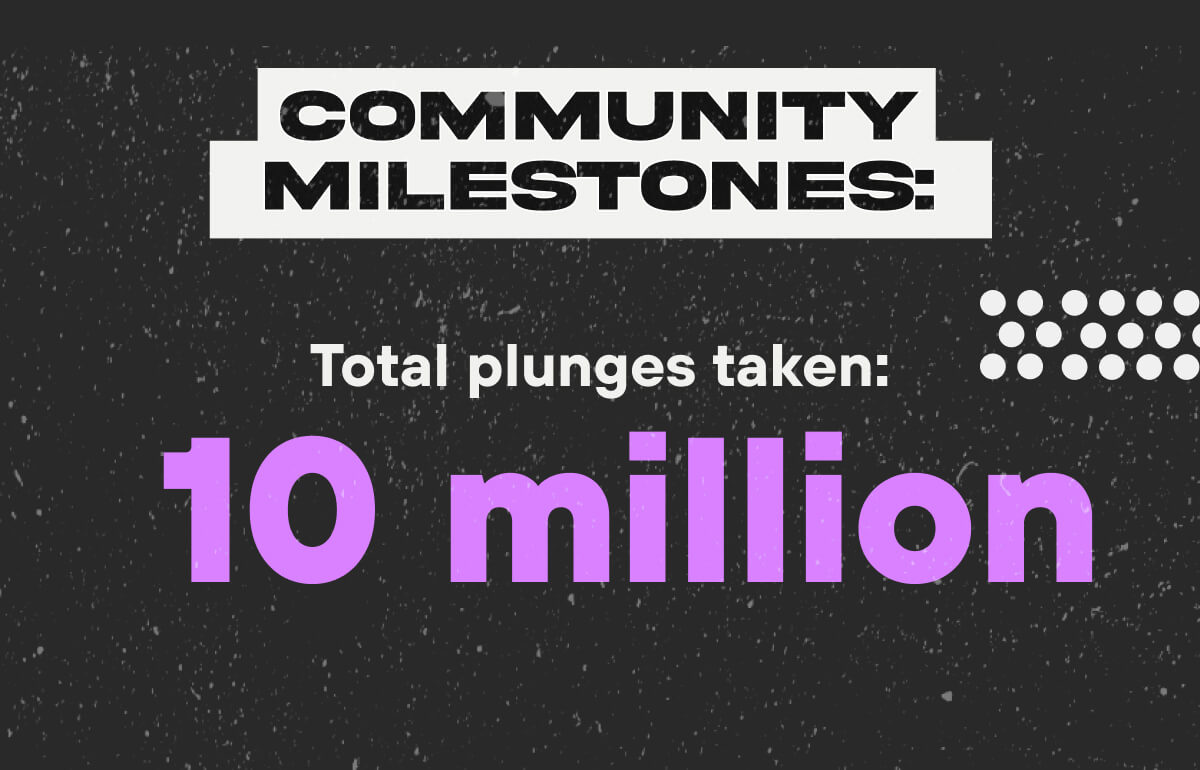 Community milestones:  Total plunges taken: 10 million 