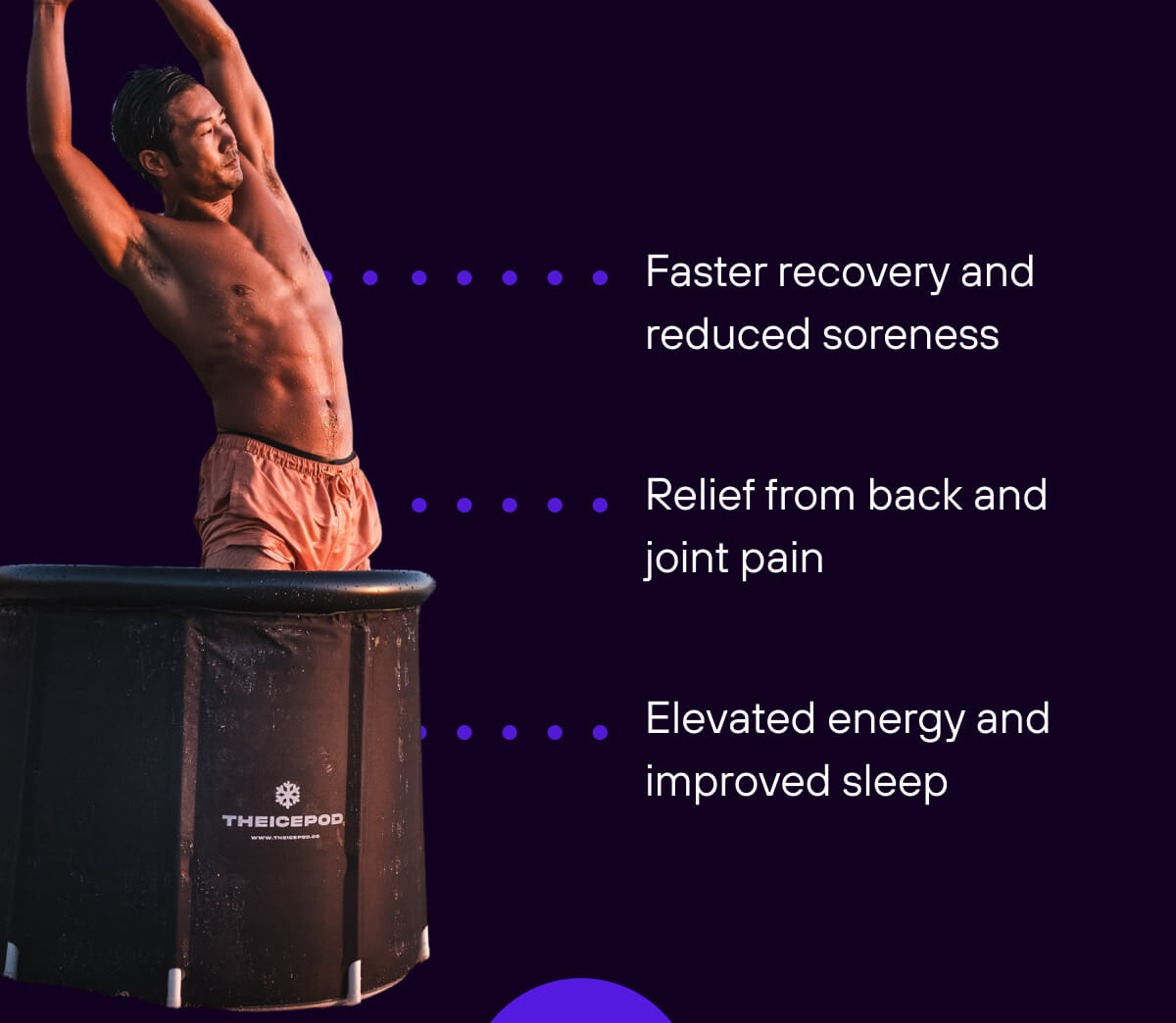 Faster recovery and reduced soreness  Relief from back and joint pain  Elevated energy and improved sleep