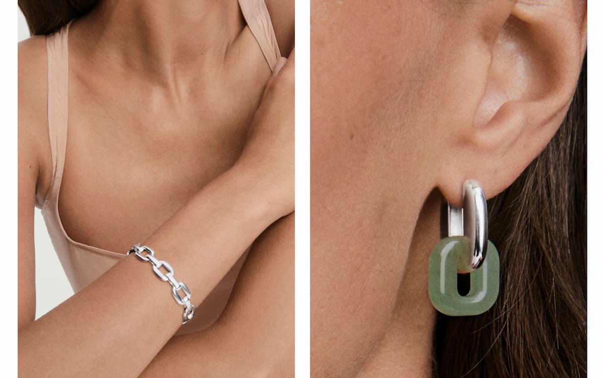 Stevie Bracelet and Stevie Hoops styled.