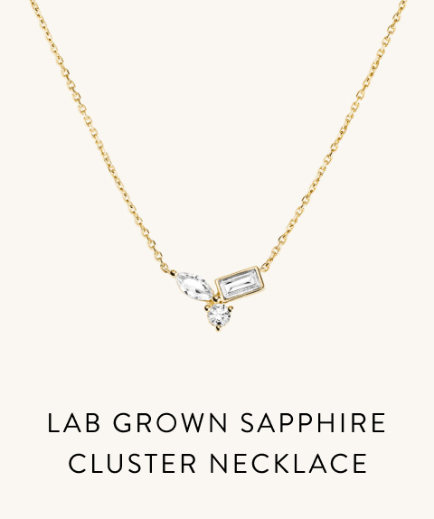 Lab Grown Sapphire Cluster Necklace. Lab Grown Sapphire Cluster Necklace.