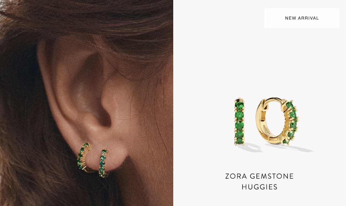 New Arrival. Zora Gemstone Huggies.