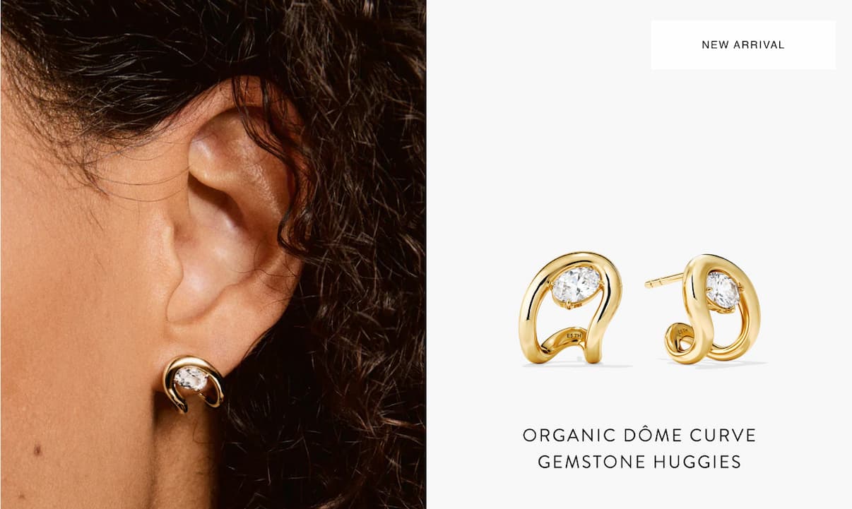 Organic Dôme Curve Gemstone Huggies.