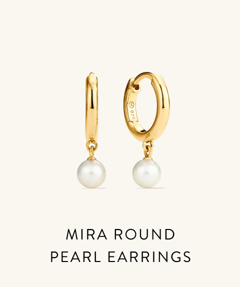Mira Round Pearl Earrings.
