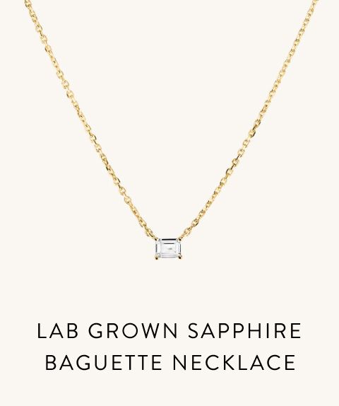 Lab Grown Sapphire Baguette Necklace. Lab Grown Sapphire Baguette Necklace.