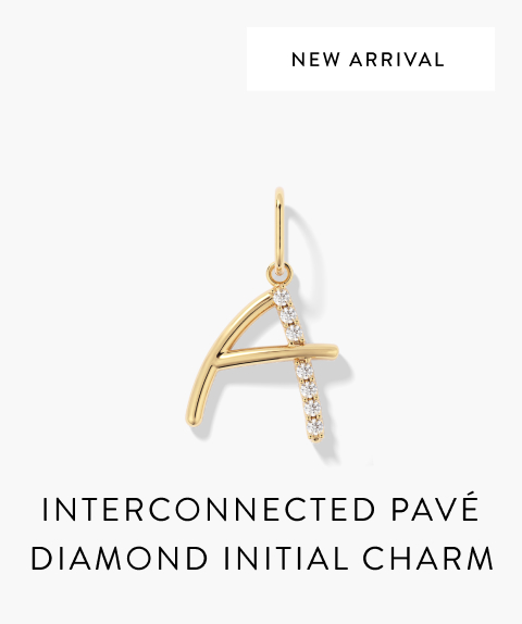 Interconnected Pavé Diamond Initial Charm.
