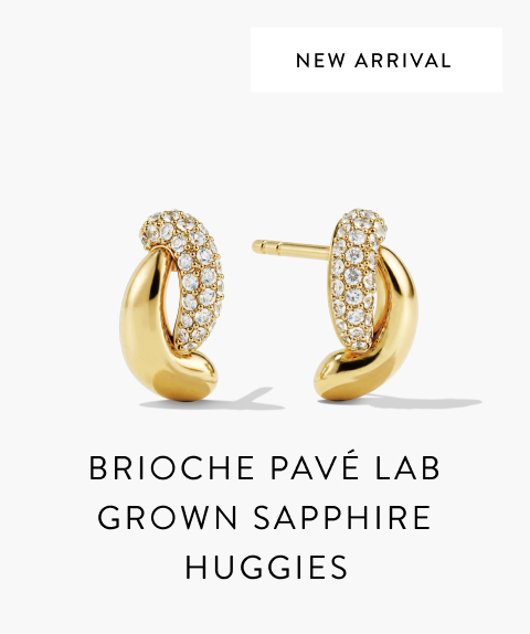New Arrival. Brioche Pavé Lab Grown Sapphire Huggies.