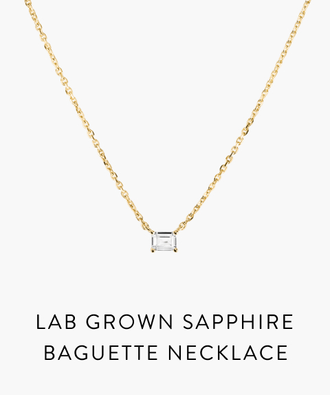 Lab Grown Sapphire Baguette Necklace.