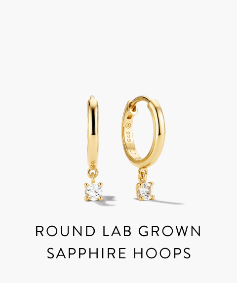 Round Lab Grown Sapphire Hoops.