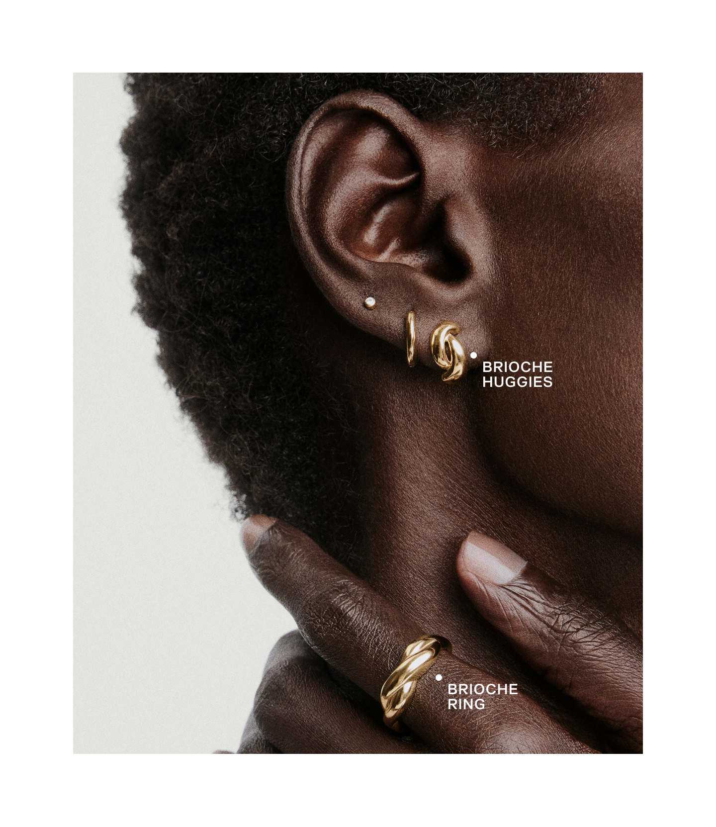 Brioche Huggies. Brioche Ring.