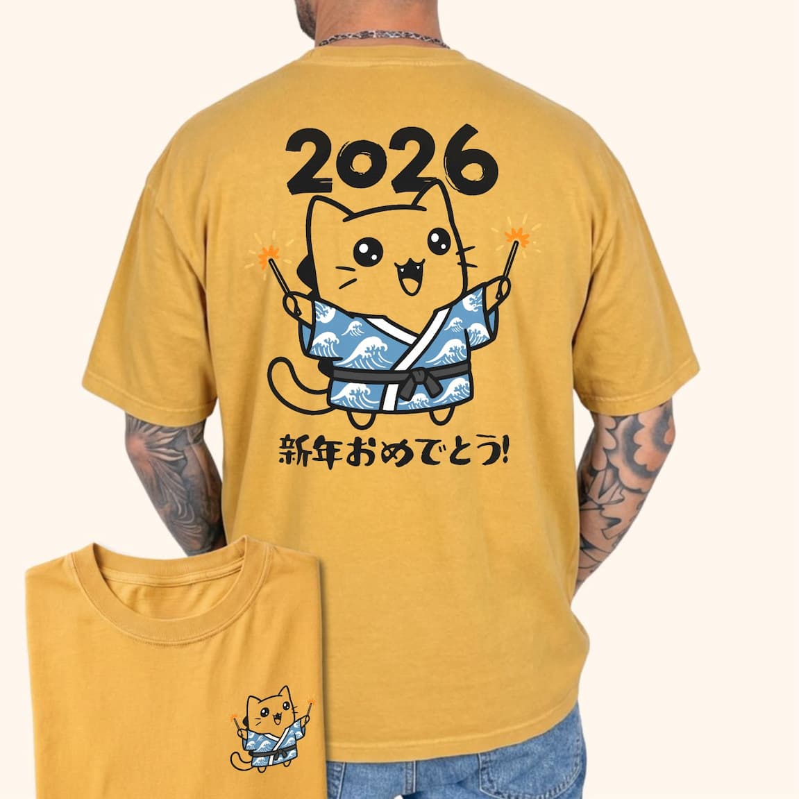 New Year Tee on guy