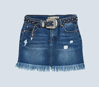 Emma western belted fray hem mini skirt