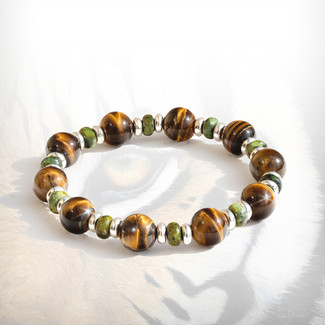 The Ultimate Confidence Bracelet - Tiger's Eye and Olive Jade