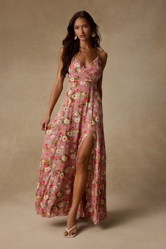 Image of My Love Story White Floral Print Tie-Back Maxi Dress
