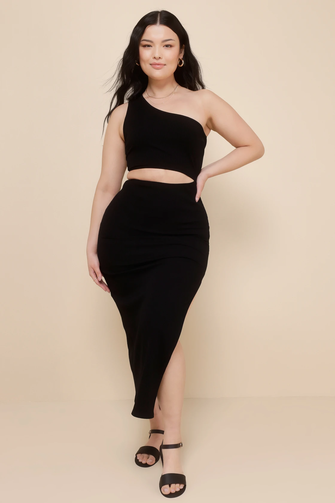 Image of Spice Things Up Black Cutout Midi Dress